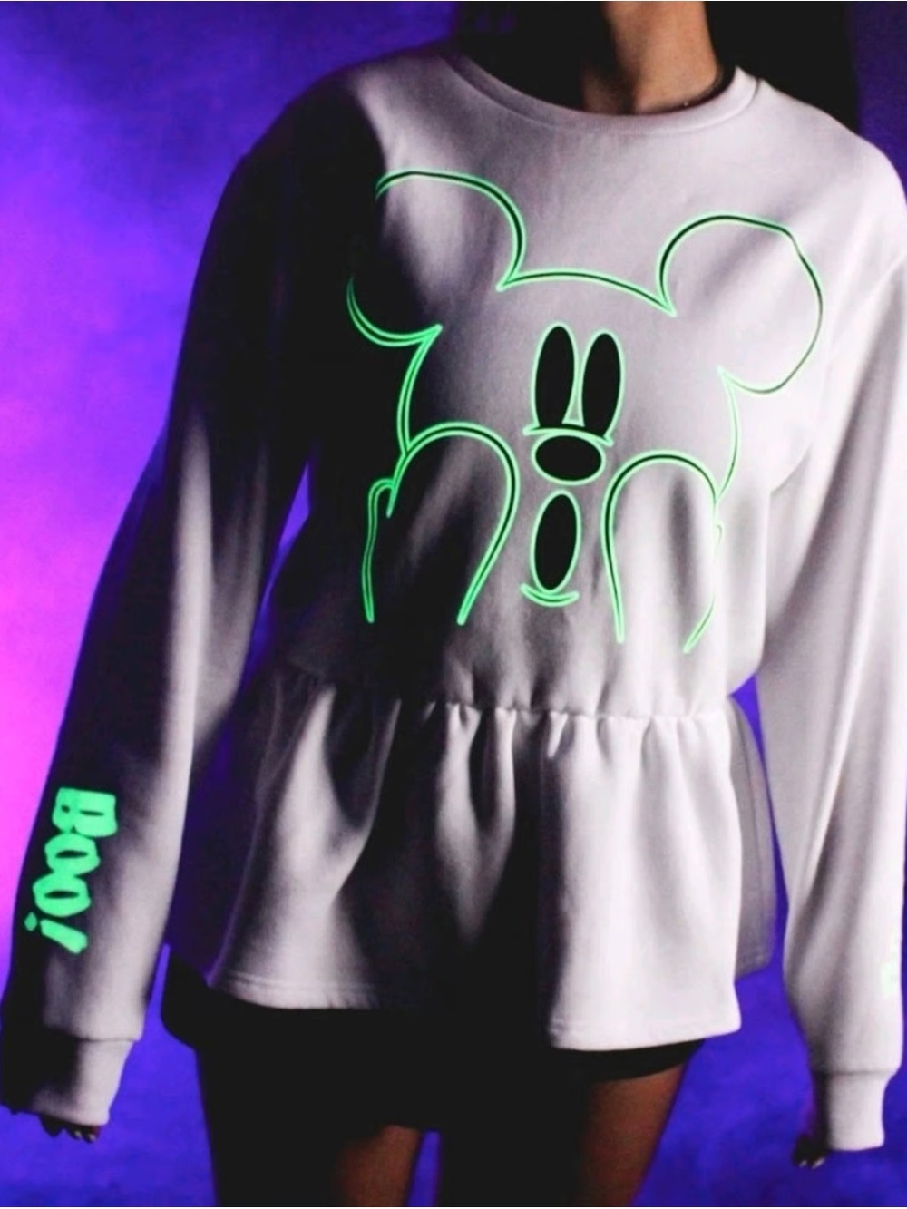 Cakeworthy Mickey Ghost Peblum Sweater (glow in the dark!)